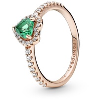 Pandora ROSE Timeless Ring "funkelndes Herz" 14k rosévergoldet, grün Kristall, Zirkonia 188421C03 54