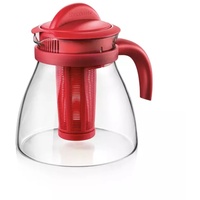 Tescoma Teekanne Glas mit Teesieb Rot Kaffeekanne Teebereiter Teekessel 1,5 L
