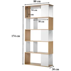 CaliCosy Bücherregal 29,5 x 34 x 173,5 cm Weiß