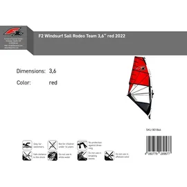 F2 Windsurf Segel Rodeo Team 3,6 qm rot
