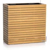 LECHUZA PALO Natural Wood 80 wide high Eukalyptusholz, Bewässerungssystem, Wasserstandsanzeiger und Pflanzeinsatz, Echtholz-Oberfläche, 78,5 x 37 x 77 cm,