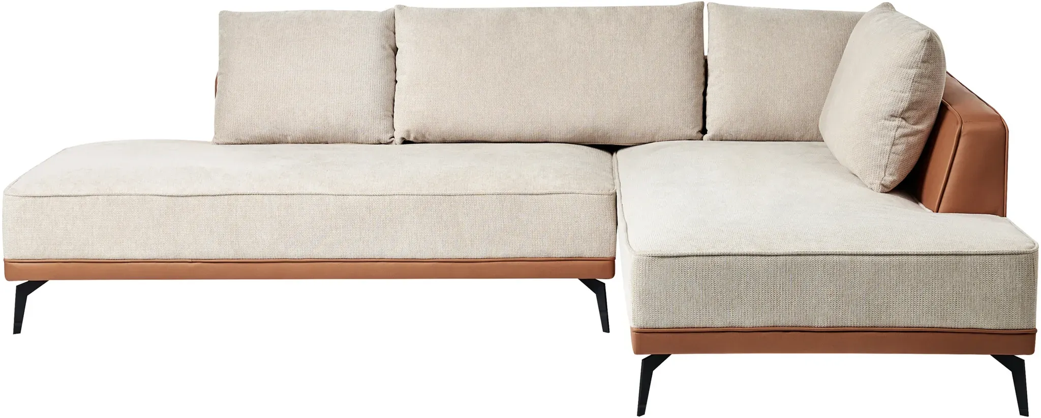Ecksofa 3-Sitzer MYKEN Stoff Hellbeige linksseitig