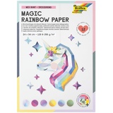 Folia 12049 - MAGIC RAINBOW PAPER Block, 12 Blatt irisierendes Bastelpapier 24 x 34 cm, 120 & 250 g/m2