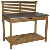 deVries »Woodie«, Pflanztisch ausziehb. Schublade Basic-Teak 125x66x124cm