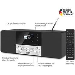TechniSat DIGITRADIO 3 IR DAB+/UKW und Internetradio mit CD-Player Digitalradio (DAB) (DAB+/UKW und Internetradio, 20 W, USB-Schnittstelle mit Ladefunktion und MP3-Wiedergabe) schwarz