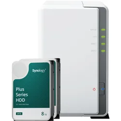 Synology DS223j 16TB Plus HDD NAS-Bundle NAS inkl. 2x 8TB Synology Plus 3.5 Zoll SATA Festplatte