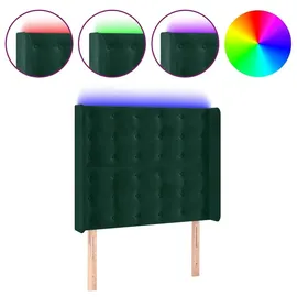 vidaXL LED Kopfteil Dunkelgrün 103x16x118/128 cm Samt