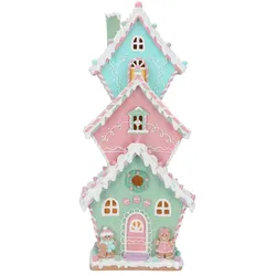 Gingerbread Lebkuchenhaus Turm 47cm LED pastell