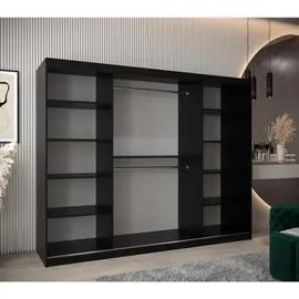abiks möbel Schwebetürenschrank MADRYT 250 x 200 x 62 cm Schwarz