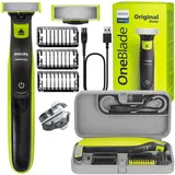 NEU PHILIPS OneBlade Rasierer QP2724/10 + Etui Slim Edition, Schwarz/Grün