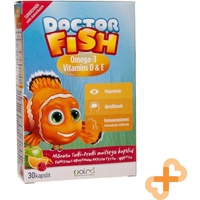 DOCTOR FISH Omega 3 Vitamine D E 30 Essbar Kautabletten Kapseln Kinder Ergänzung