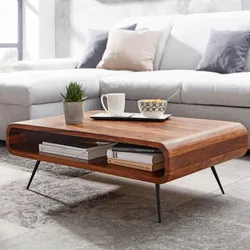 Kadima Design Massivholz Wohnzimmertisch, Modern & elegant, Sheeshamholz, Staufach. 90x55x30 cm