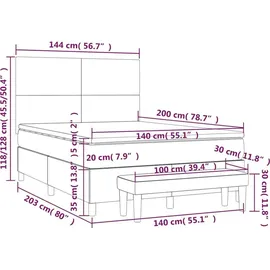 vidaXL Boxspringbett 140 x 200 cm Dunkelblau