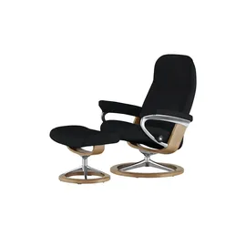 Stressless Relaxsessel Consul Leder 76 x 100 x 71 cm Schwarz mit Hocker