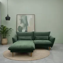 DOMO collection Eckcouch Polyester L-förmig 2-Sitzer Grün