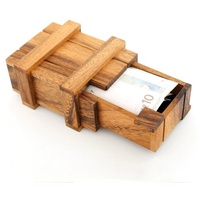 Goods+Gadgets Spiel, XXL Geheimversteck Magische Geldgeschenkbox aus Holz, Geschenkbox Holzspiel IQ Knobelspiel Denkspiel Geduldspiel