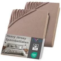 nyvi Spannbettlaken Jersey 120 x 200 - 130 x 200 cm nougat 2 St.