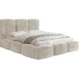 WFL GROUP Polsterbett Beige, Holz, 140x200 cm, Schlafzimmer, Betten, Polsterbetten