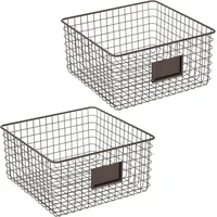MDesign 2er-Set Allzweckkorb aus Metall – Aufbewahrungskorb mit Beschriftungsfeld