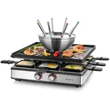 EMERIO Raclette »RG-128187«, 8 St. Raclettepfännchen, 2200 W, 3in1 Raclette - Grill - Fondue, 84118547-0 Schwarz/Silber