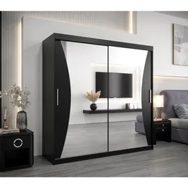 abiks möbel Schwebetürenschrank MONACO 200 x 200 x 62 cm Schwarz