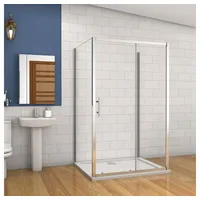 duschspa Komplettdusche 190cm Duschkabiene Schiebetür mit 2 Seitenwänden Duschabtrennung, BxT: 120x80 cm, Sicherheitsglas, Set, mit 2 Seitentelen, links und rechtes montierbar 120 cm x 80 cm