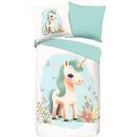 Muller Textil One Einhorn Grün 135 x 200 cm + 80 x 80 cm
