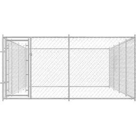 vidaXL Outdoor-Hundezwinger 7,6 x 3,8 x 1,9 m Stahl Silber