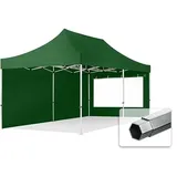 TOOLPORT Faltzelt Professional 3x6 m - mit 2 Seitenteilen (Panoramafenster) Faltpavillon ALU Pavillon Partyzelt grün
