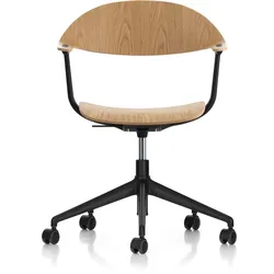 Vitra - Mynt Bürostuhl Fünfsterngestell, Eiche natur / tiefschwarz (Rollen für Hartboden)