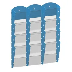 Wand-Plastikhalter für Prospekte - 3x4 A4, blau