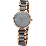 Goodvinilos Regent Damen Armbanduhr Analog Keramikarmband rosegold schwarz URF1466 - Bunt/Grau