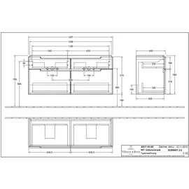 Villeroy & Boch Waschtischunterschrank 4 Auszüge 128,7 x 59,0 x 44,9 cm Grau