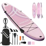 Stand Up Paddling Board mit Allem Zubehör,335 cm Sup Board für 2+1 Personen/Familien, Aufblasbar Standup Paddle Board Komplett Set Tragetasche Paddel Finnen Luftpumpe Leash Repair Kit (Rosenschaum)
