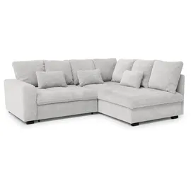 beautysofa | Ecksofa RAMO 229 cm, Eckcouch mit Schlaffunktion 160x200 cm, Modernes Schlafsofa in Creme, Inkl. GRATIS Topper - Creme