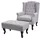 MCW Ohrensessel Chesterfield Stoff/Textil 0 x 0 x 0 cm Grau mit Ottomane