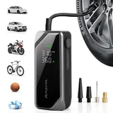 FLEXTAILGEAR Elektrische Luftpumpe, Akku Fahrradpumpe, 150PSI Tragbare Fahrrad Pumpe, 12V DC & USB‐C Mini Kompressor für Auto, Motorrad, Fahrrad, Bälle, mit LED-Licht, 6000mAh Powerbank
