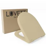 LUVETT WC-Sitz D140 Softclose Absenkautomatik, Duroplast, Geberit Renova Icon, D-Form (2 Montagevarianten von oben), mit Original SoftClose® Absenkautomatik, Duroplast, WrapOver beige|braun