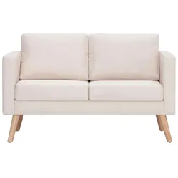 vidaXL 2-Sitzer-Sofa Stoff Cremeweiß