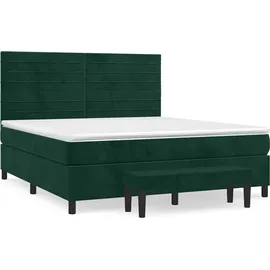 vidaXL Boxspringbett 180 x 200 cm Dunkelgrün