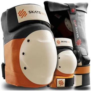 SKATEWIZ Schoner-Set Erwachsene Skateboard Rollschuhe Schlittschuhe Protektoren 3er Set orange L