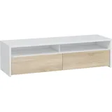 VS Venta-stock - Silva Tv-schrank, 2 Türen, Weiß Und Eiche, 130 Cm Breit