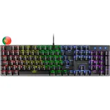 MARSGAMING Gaming MK422 Schwarz, Mechanische Tastatur RGB, Antighosting, Mechanischer Switch Blau, Portugiesische Sprache, MK422BPT