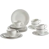 Villeroy & Boch Kaffeeset Grey Lines, Grau, Weiß, Keramik, 18-teilig, 250 ml,250 ml, Essen & Trinken, Geschirr, Geschirr-Sets, Kaffeeservice