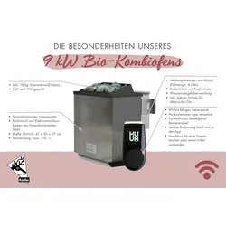 Karibu Sparset Bio-Saunaofen 9 kw + Steuergerät huum `uku wifi` mit App Steuerung
