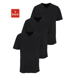 T-Shirt H.I.S, Herren, Gr. 8/XXL, schwarz, Jersey, Obermaterial: 100% Baumwolle, unifarben, Basic, bequem, V-Ausschnitt, Kurzarm, Shirts, mit V-Ausschnitt aus Baumwolle, Unterhemd, T-Shirt