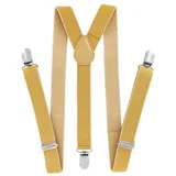 axy Hosenträger Kinder Jungen Hosenträger (1-St) Kinder 7-12 Jahre, 3 Stabile Clips Y-Form 2,5cm Breit verstellbar goldfarben