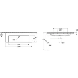 Villeroy & Boch Subway 3.0 Wandwaschtisch 130 x 47,5 cm 4A70D601