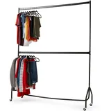 Direct Online Houseware House of Home Extra robuste Kleiderstange mit 2 Ebenen, 2,14 m H x 1,83 m L, in Schwarz – Kleiderständer für Schlafzimmer, doppelte Kleiderstange, hochwertige Hängeaufbewahrung