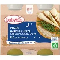 BABYBIO Menu Panais du Centre-Val de Loire, Haricots verts des Hauts-de-France, Riz camargue Aliment 400 g